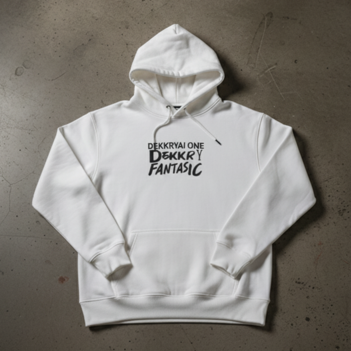 هودي "FANTASTIC" الأبيض بطبعة جريئة